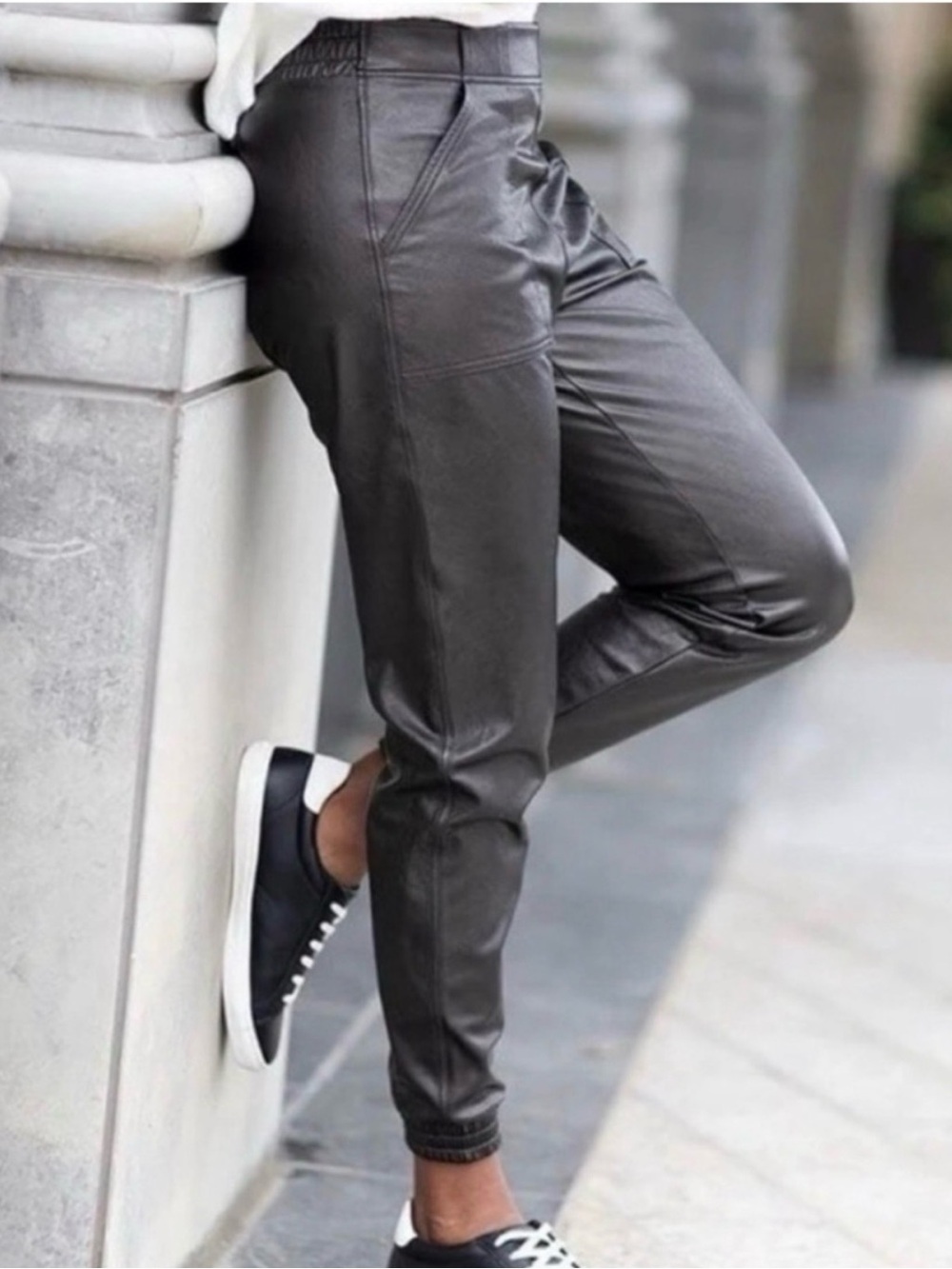 SPANX Leather-Like Faux Vegan
Leather Joggers Black